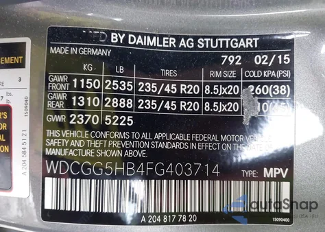 2015 Mercedes-Benz Glk 350 из США, поврежденный, VIN WDCGG5HB4FG403714